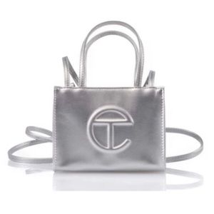 Small Silver Telfar bag with Tags, never worn